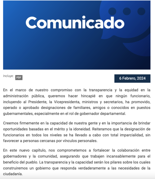 familiares, gobierno, nepotismo, bernardo arevalo, guatemala