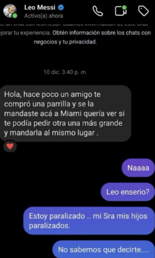 Messi, parrilla, Miami, vendedor