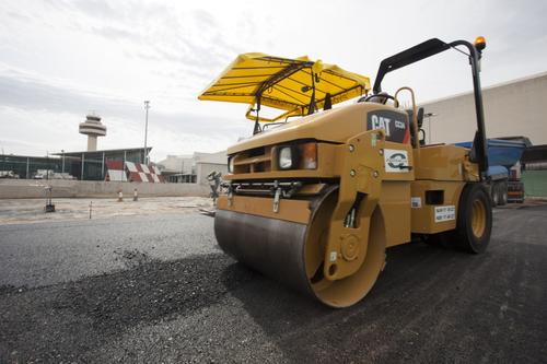 aplanadora, construcción, accidente