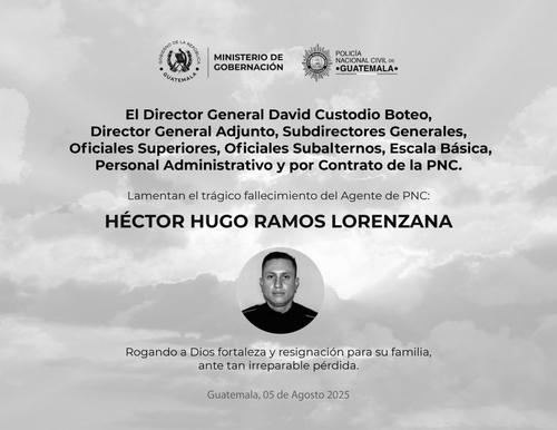El detective Héctor Hugo Ramos Lorenzana, prestó sus servicios a la PNC durante 6 años. (Imagen: PNC)