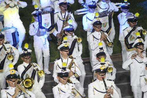 Uno de los momentos más especiales de la actividad fue cuando la Banda Marcial del Colegio para Varones San Sebastián se fusionó con la Banda de Guerra del mismo establecimiento educativo.