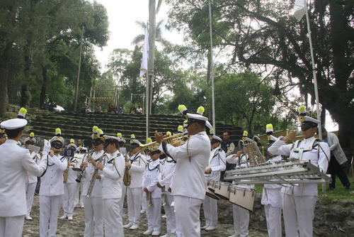La Banda Marcial del Colegio Para Varones San Sebastián interpretó el Himno Nacional de Guatemala. (Foto: Eddy Recinos/Colaborador)