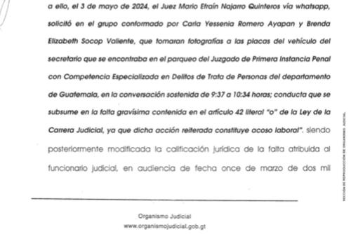 acoso laboral, juez, suspesión, Najarro