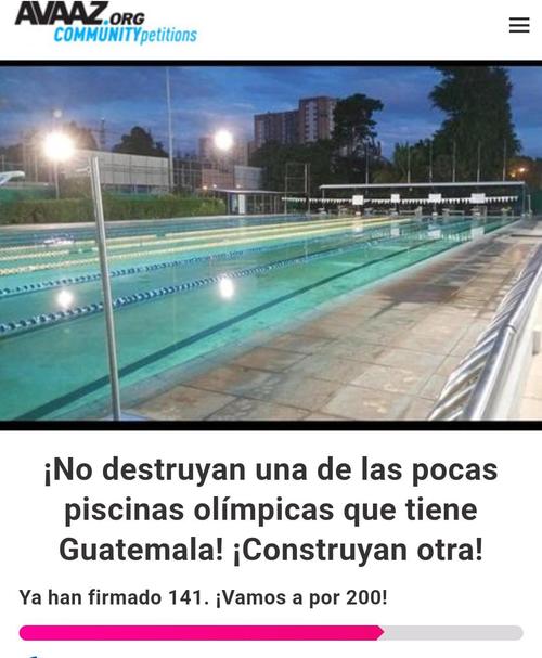 La petición cuestiona la decisión de clausurar una instalación que, afirman, se encuentra en buen estado y es utilizada por cientos de nadadores. (Imagen: captura de pantalla) 