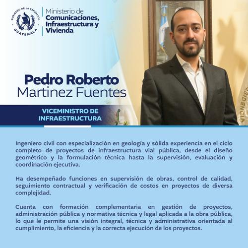 Perfil del nuevo viceministro de Infraestructura, Pedro Mart&iacute;nez, proporcionado por el CIV. (Foto: CIV/Soy502)