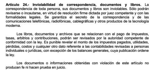 Art&iacute;culo 24/ Constituci&oacute;n Pol&iacute;tica de la Rep&uacute;blica de Guatemala. (Imagen: captura de pantalla)