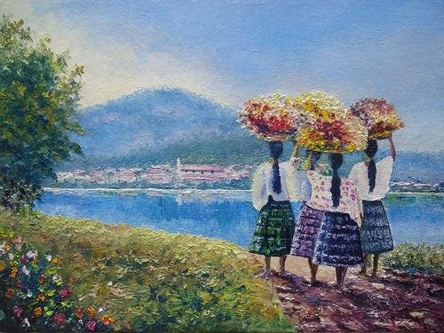 "Hacia el mercado" es una de las obras del pintor altaverapacense. (Foto: Archivo)