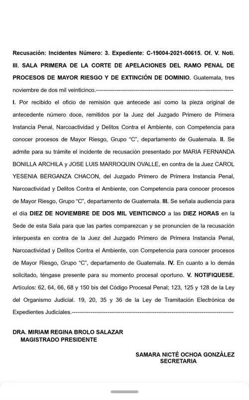 Este 10 de noviembre se desarrollará audiencia en la Sala Primera de Mayor Riesgo para conocer recusación contra jueza Carol Berganza, planteada por los acusados del crimen de Melissa Palacios. 
