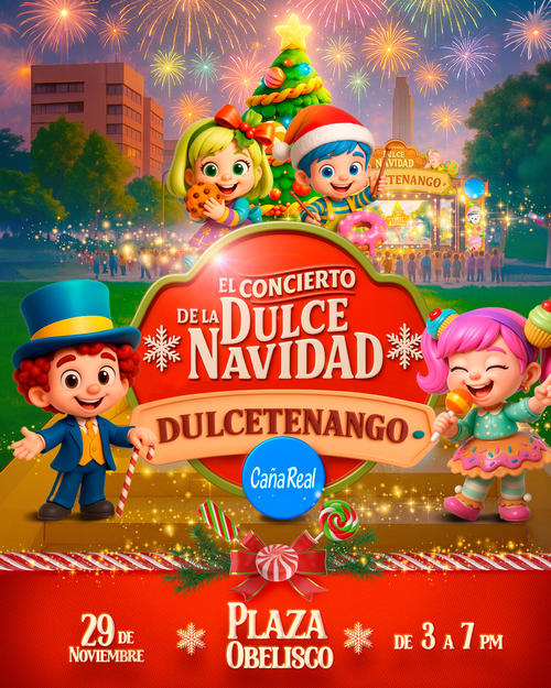 Caña Real, Dulce Navidad, Concierto navideño, Plaza Obelisco, jingle navideño, Guatemala, Soy502