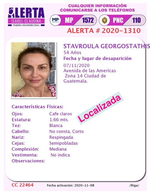 En 2020, Stavroula Georgostathis, también fue reportada desaparecida. (Foto: MP)