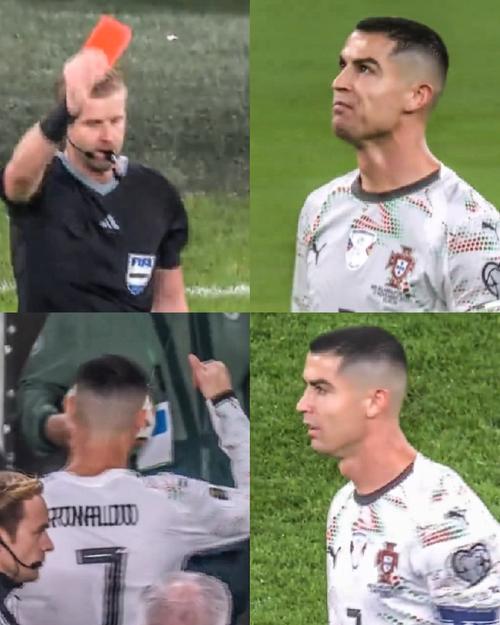 CR7 recibió la tarjeta roja por agredir a un rival en el juego contra Irlanda. (Foto: Redes)