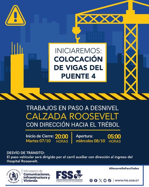 El cierre comenzará durante la noche del martes 7 de octubre. (Foto: FSS)