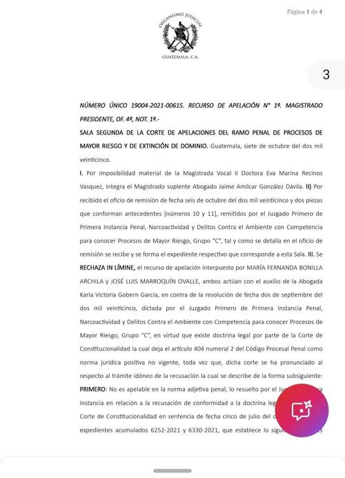 La Sala Segunda rechazó la apelación. (Foto: Justicia por Melissa Palacios)