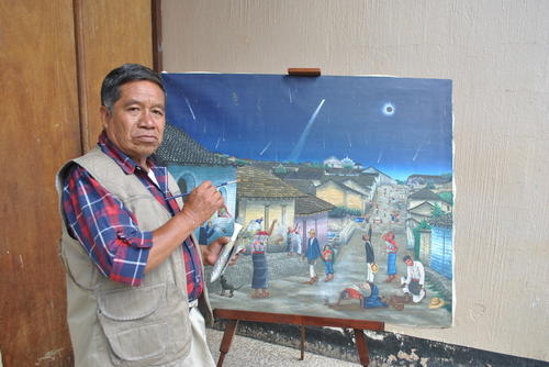 En esta muestra el artista plasma las vivencias antiguas durante un eclipse solar. (Foto: Carlos Sotz/Colaborador)