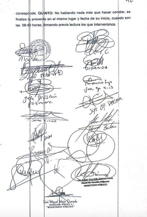 Acta del MP el día de la requisa 8 de octubre. Tres días antes de reportarse la fuga de los pandilleros. (Foto: cortesía)