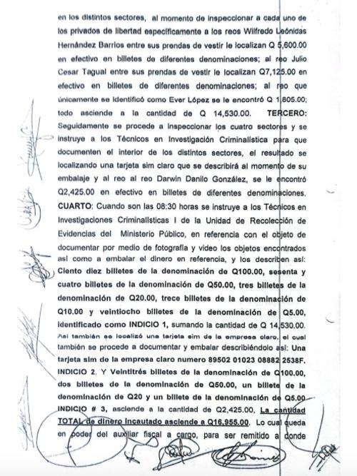 Acta del MP el día de la requisa 8 de octubre. Tres días antes de reportarse la fuga de los pandilleros. (Foto: cortesía)