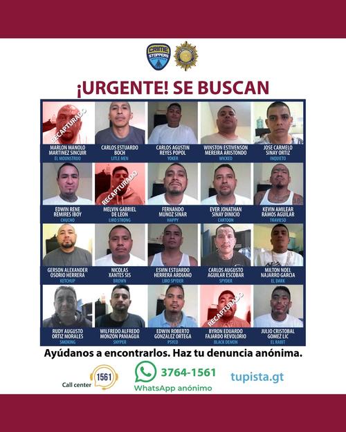 Se activan alertas fronterizas para los 17 prófugos que continúan sin recapturar. (Foto: PNC)