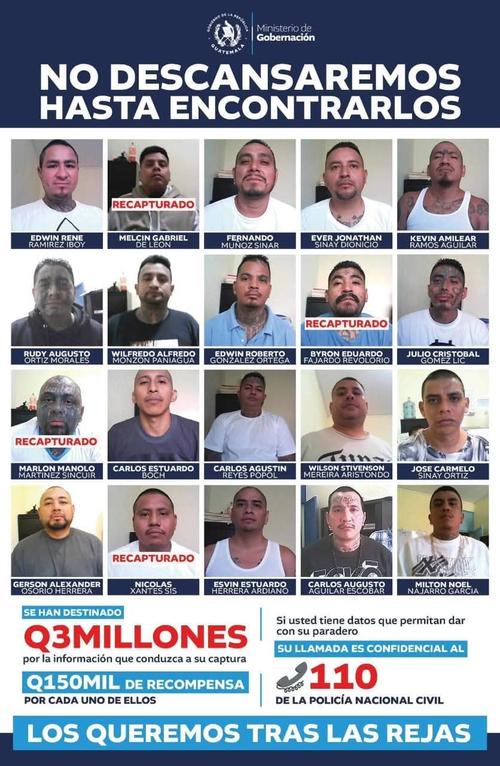 4 de los 10 pandilleros fugados ya fueron recapturados. (Foto: Mingob)