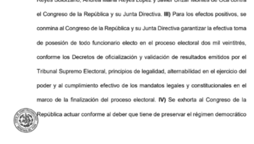 Extracto de la sentencia emitida el 14 de diciembre de 2023 por la Corte de Constitucionalidad, contenida en el expediente 6175-2023. (Foto: captura de pantalla/Soy502)