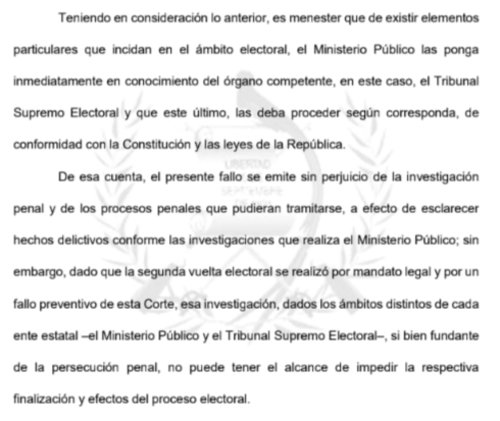 Extracto de la sentencia 6175-2023, que habla sobre el alcance de la investigación penal. (Foto: captura de pantalla/Soy502)