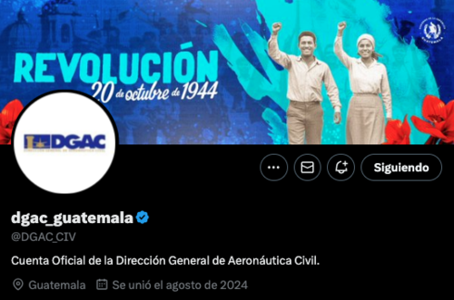 Cuenta oficial de la red social X de la DGAC. (Foto: Soy502)
