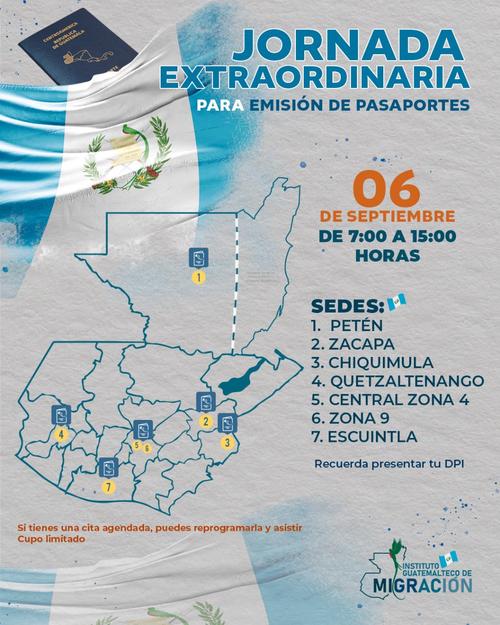 Siete sedes a nivel nacional estarán disponibles este sábado para emitir el pasaporte. (Foto: IGM)