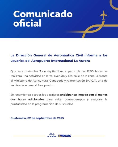 Comunicado oficial de la Dirección General de Aeronáutica Civil. (Foto: DGAC)