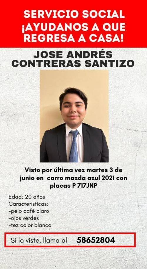 José Andrés Contreras fue visto por última vez el pasado 3 de junio, en un carro. (Foto: cortesía)