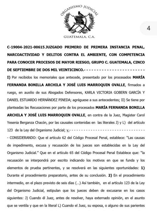 La recusación en contra de la jueza fue presentada por la defensa de los acusados. (Foto: cortesía)