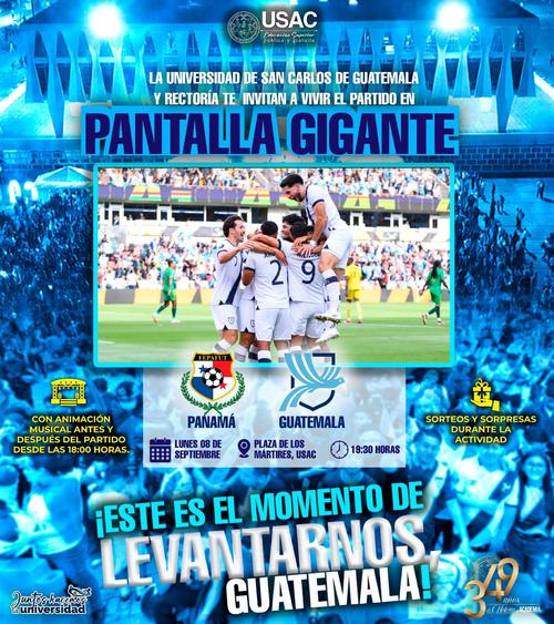 El partido será transmitido en pantalla gigante en el campus central de la universidad. (Foto: Usac)