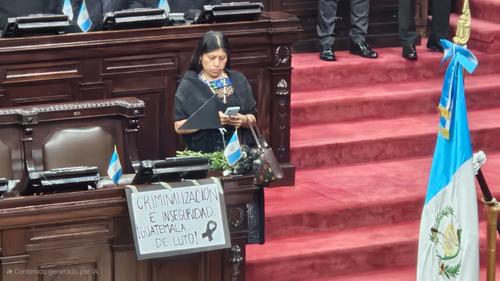 Este fue el mensaje de Sonia Gutiérrez durante la sesión solemne del Congreso. (Foto: Estuardo Paredes/Nuestro Diario)