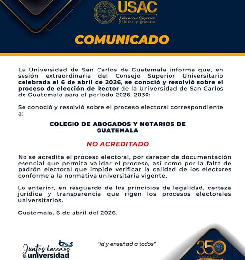 Comunicado Colegio de Abogados. (Foto: USAC)