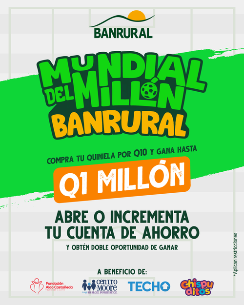 Banrural, Mundial del Mill&oacute;n, promoci&oacute;n, premios, quinielas, f&uacute;tbol, pasi&oacute;n, Guatemala, Soy502