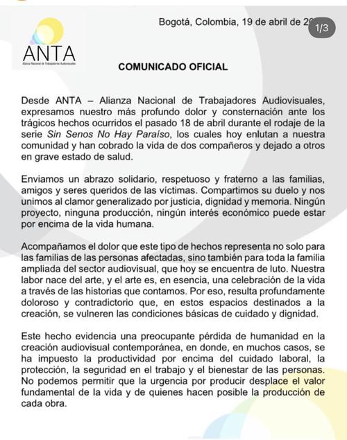 Anta solicit&oacute; suspender el rodaje tras el ataque que dej&oacute; a dos miembros del equipo de producci&oacute;n fallecidos. (Imagen: Anta)