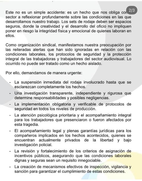 Solicitan suspender las grabaciones hasta esclarecer el caso. (Imagen: Anta)