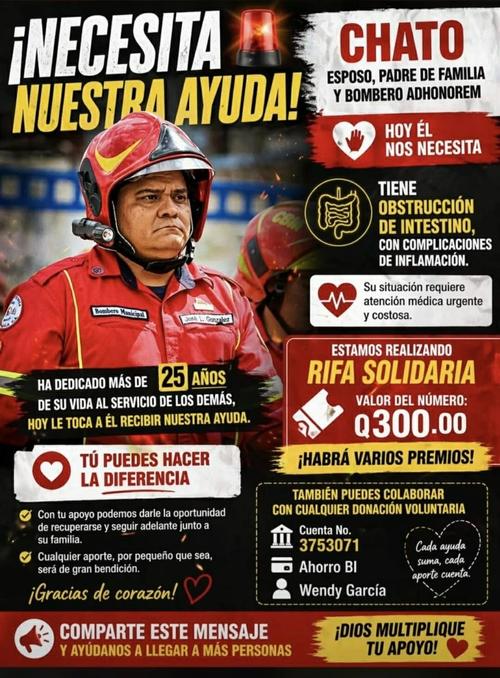 Bombero José Luis González lucha vida necesita apoyo