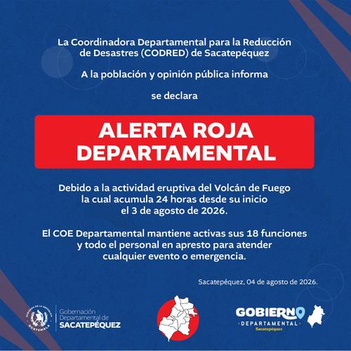 En San Juan Alotenango se mantienen suspendidas las clases. (Imagen: Gobernaci&oacute;n de Sacatep&eacute;quez)