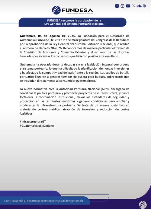 Fundesa destac&oacute; la creaci&oacute;n de la Autoridad Portuaria Nacional para coordinar la pol&iacute;tica y proyectos del sector. (Imagen: Fundesa)