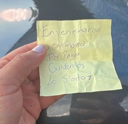 Nota que se encontr&oacute; al lado de los cachorros abandonados. (Foto: RRSS)