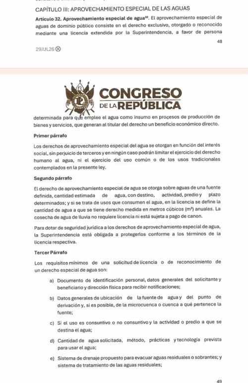 El uso dom&eacute;stico y de subsistencia estar&aacute; exento de permisos, mientras que las actividades productivas requerir&aacute;n una licencia formal. (Imagen: captura de pantalla) 