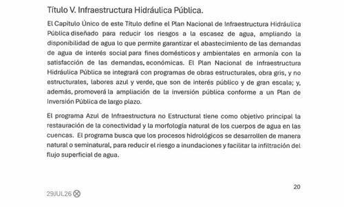 Propone un Fondo del Agua mediante c&aacute;nones por uso especial y vertidos, adem&aacute;s de un Plan Nacional de Infraestructura Hidr&aacute;ulica. (Imagen: captura de pantalla)