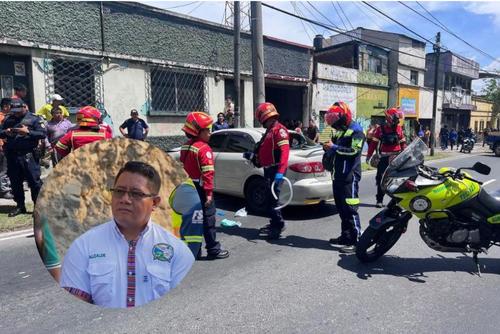 Roberto G&oacute;mez (inserto) alcalde del municipio de Chuarrancho, fue v&iacute;ctima de un ataque perpetrado el pasado 3 de julio en la Calzada Aguilar Batres, zona 11. (Foto: archivo/Soy502)