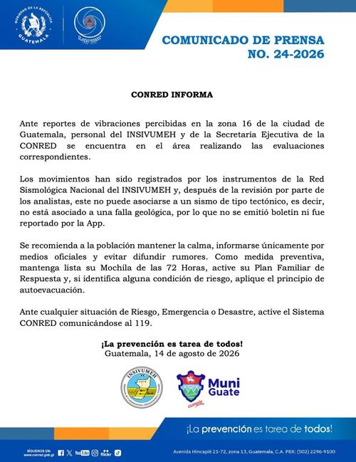 Comunicado oficial. (Foto: Conred)