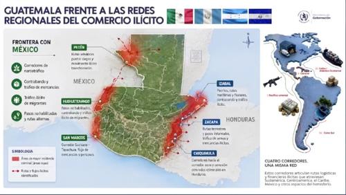 Este es el mapa presentado por las autoridades con el detalle de las rutas del narcotr&aacute;fico. (Foto: captura de pantalla)