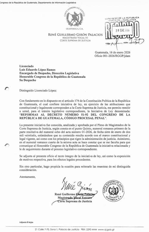 El proyecto de ley fue presentado e impulsado formalmente por la Corte Suprema de Justicia (CSJ). (Imagen: captura de pantalla)
