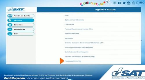 Tras elegir Servicios se debe de buscar la opci&oacute;n de Planilla del IVA-FEL. (Foto: H&eacute;ctor G&oacute;mez/Colaborador)