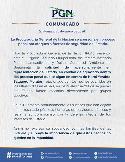 La PGN hizo la solicitud de apersonamiento en representaci&oacute;n del Estado, en proceso penal contra Harol Salguero, alias &ldquo;Liro Rebelde&rdquo;. (Imagen: PGN)