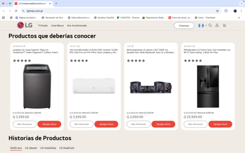 LG, productos, categoria, ecommerce, compra, Guatemala, Soy502