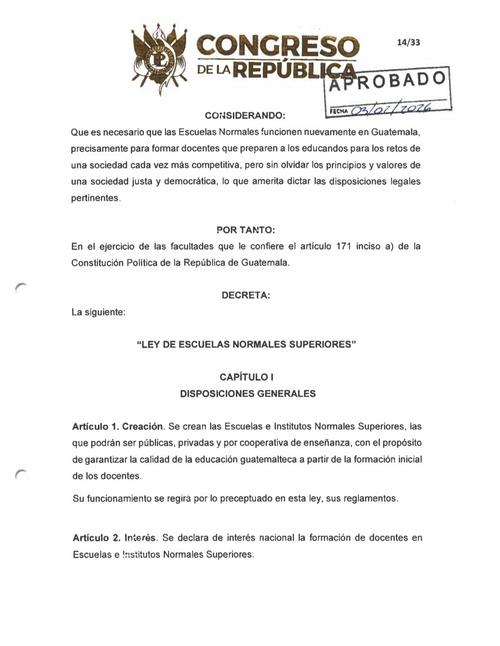 Esta Ley restituye el magisterio en el nivel diversificado. (Imagen: captura de pantalla) 