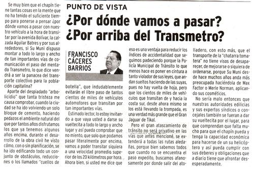 Columna de Francisco C&aacute;ceres, publicada en Diario La Hora en noviembre de 2006. (Foto: Hemeroteca Nacional)